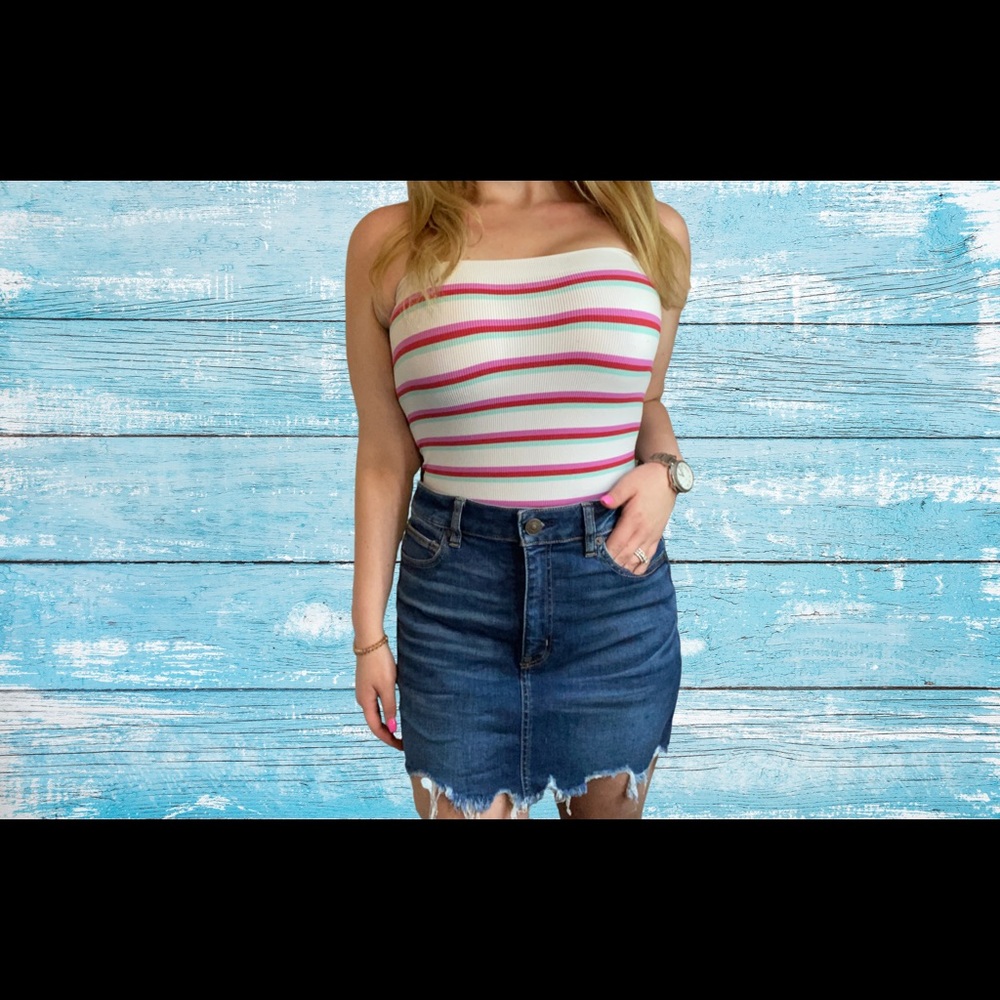 Denim Frayed American Eagle Skirt New With Tags!